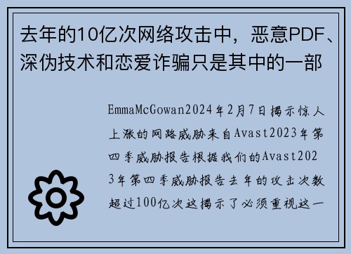 去年的10亿次网络攻击中，恶意PDF、深伪技术和恋爱诈骗只是其中的一部分。